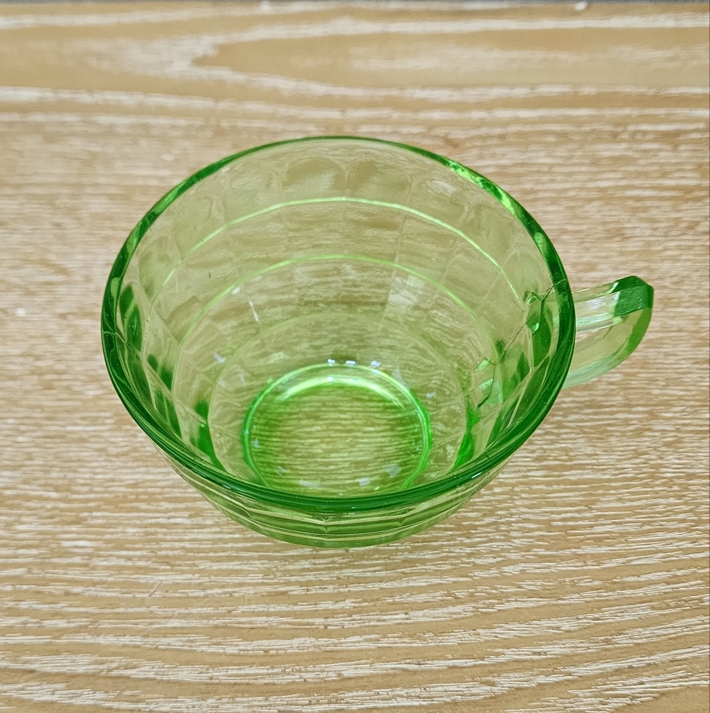 3 FOR $20! Vintage Uranium Glass Tea Cup, GLOWS